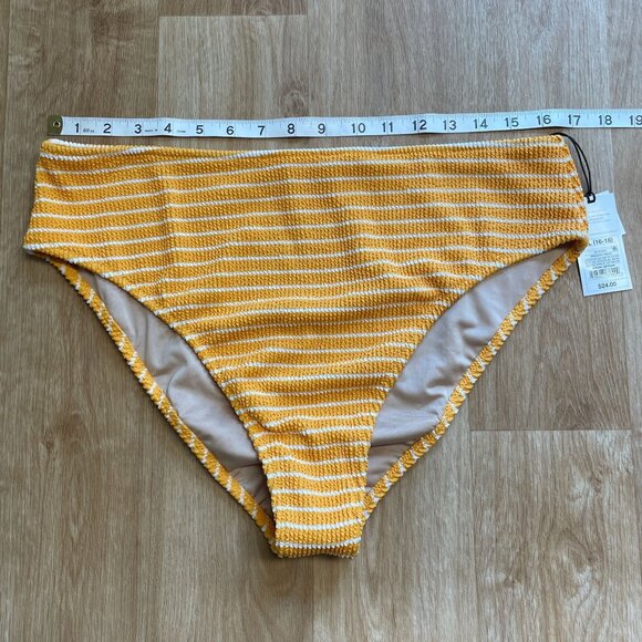 SHADE & SHORE BIKINI BOTTOM PUCKER HIGH WAIST CHEEKY XL ORANGE STRIPE NWT - Picture 8 of 9